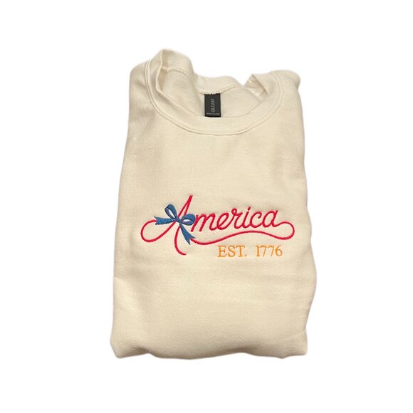 America Embroidered Design Sweatshirt - Picture 1 of 3
